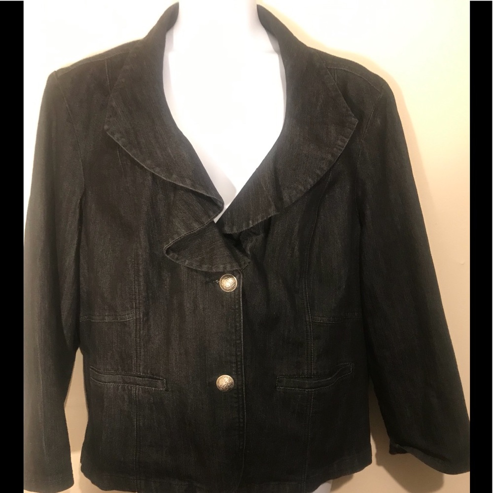 Liz & Me, Black Denim Jacket, Plus Size 3x